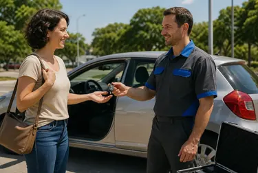 Chaveiro abrindo um carro em Parnaíba com ferramentas especializadas.